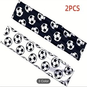 Soccer Print Headbands - Black & White, 2-Pack